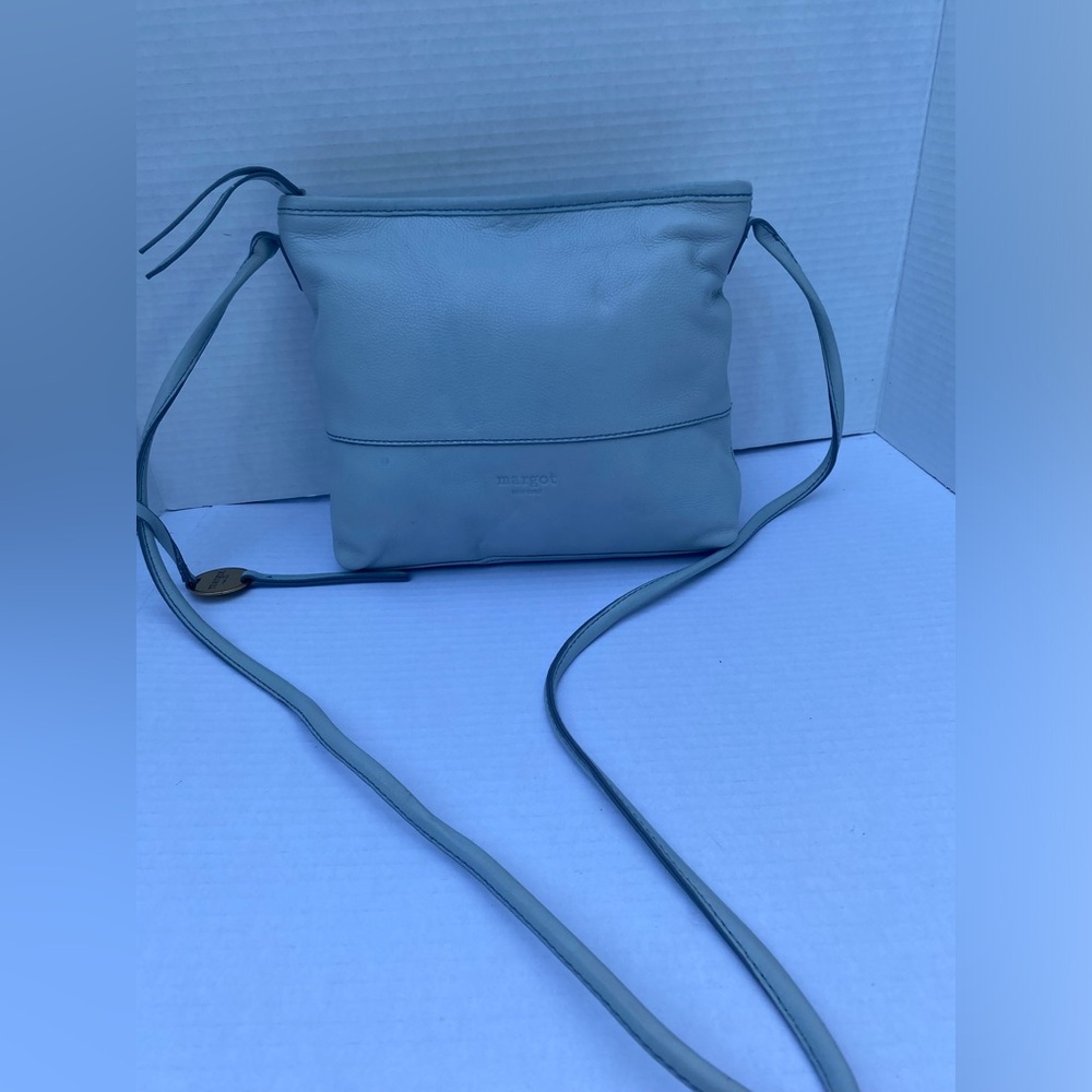 Margot Women's Light Blue Leather Crossbody Bag - Minimalist Style